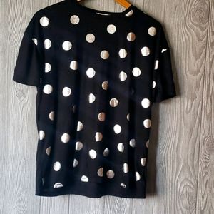 Metallic Polka-dot black tee